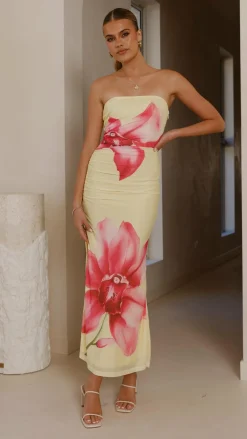 SASHA (BNE) Dresses|Maxi^Brittani Strapless Maxi Dress - Yellow/Pink