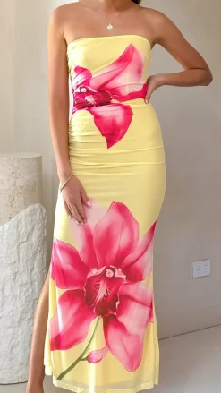 SASHA (BNE) Dresses|Maxi^Brittani Strapless Maxi Dress - Yellow/Pink