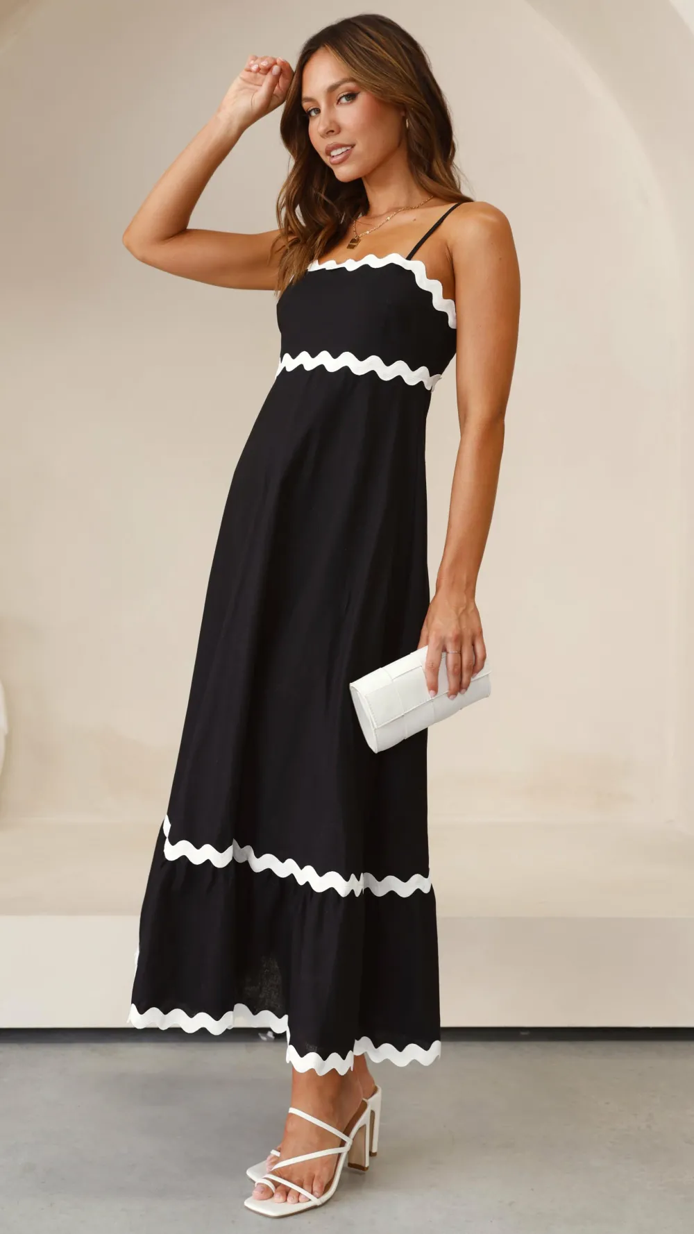 Main St Dresses|Midi^Brodey Midi Dress - Black / White