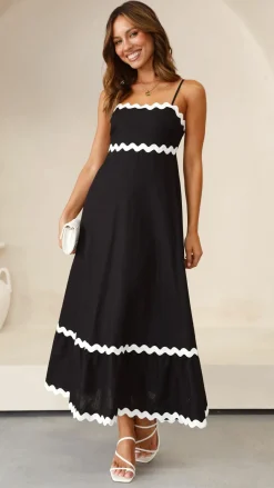 Main St Dresses|Midi^Brodey Midi Dress - Black / White