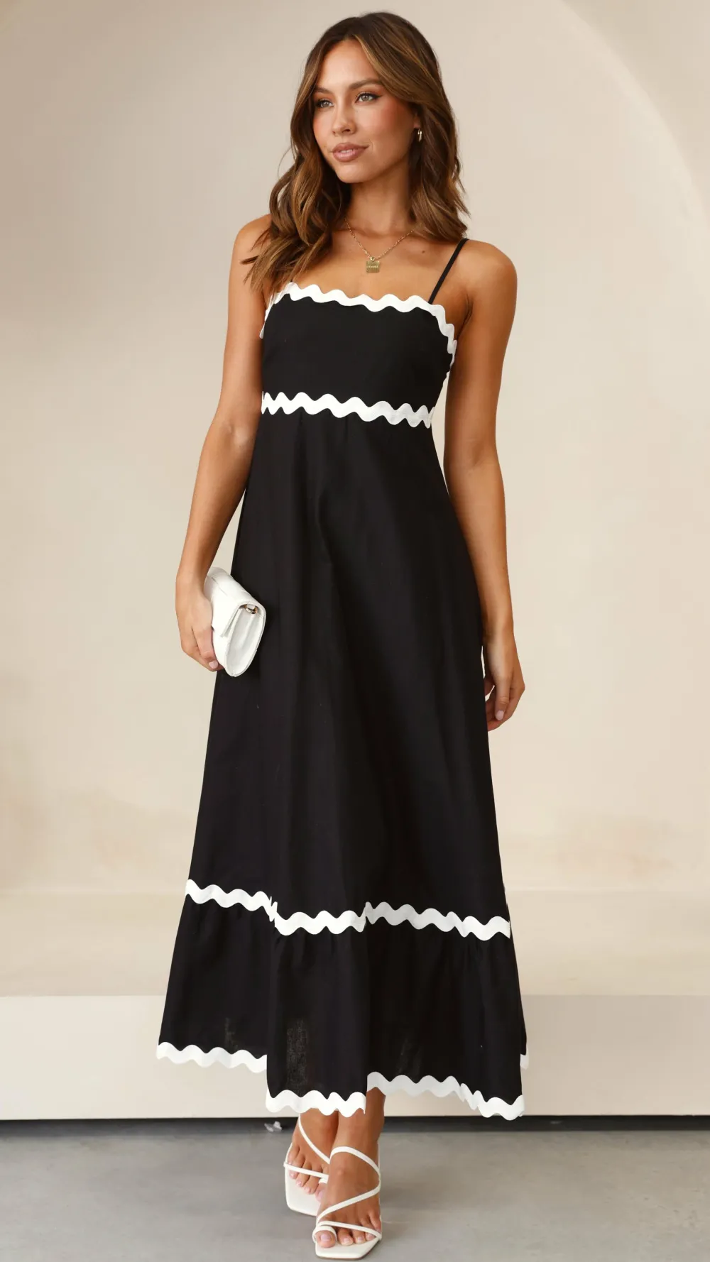 Main St Dresses|Midi^Brodey Midi Dress - Black / White