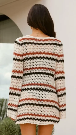 Pink Diamond Knit Dresses|Knitwear^Bron Mini Dress - Natural Stripe