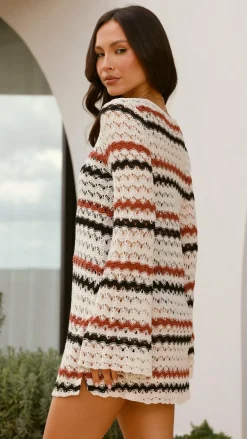 Pink Diamond Knit Dresses|Knitwear^Bron Mini Dress - Natural Stripe