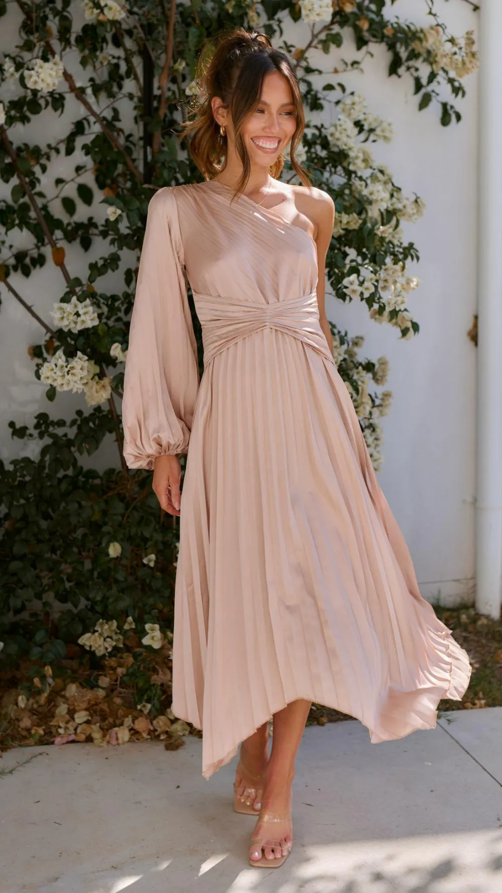 Reverse Sale Evening|Sale Dresses^Brooklyn One Shoulder Midi Dress - Champagne