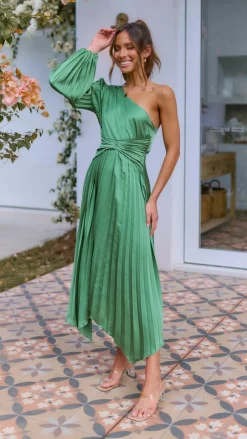 Reverse Sale Evening|Sale Dresses^Brooklyn One Shoulder Midi Dress - Green