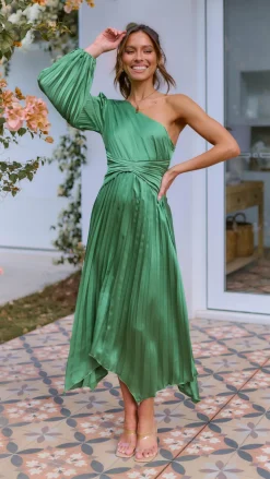 Reverse Sale Evening|Sale Dresses^Brooklyn One Shoulder Midi Dress - Green