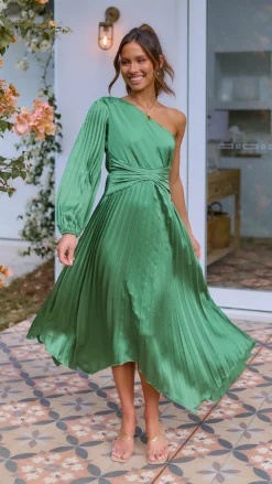 Reverse Sale Evening|Sale Dresses^Brooklyn One Shoulder Midi Dress - Green