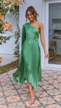 Reverse Sale Evening|Sale Dresses^Brooklyn One Shoulder Midi Dress - Green
