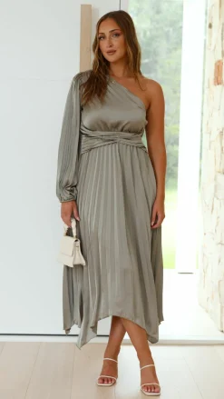 Reverse Sale Evening|Sale Dresses^Brooklyn One Shoulder Midi Dress - Olive