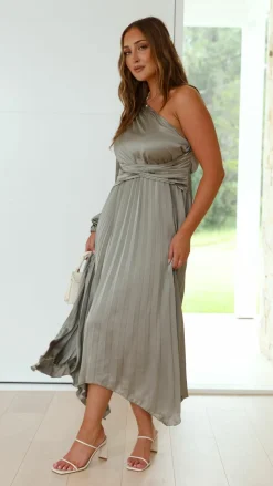 Reverse Sale Evening|Sale Dresses^Brooklyn One Shoulder Midi Dress - Olive