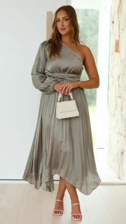 Reverse Sale Evening|Sale Dresses^Brooklyn One Shoulder Midi Dress - Olive