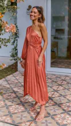 Reverse Sale Evening|Sale Dresses^Brooklyn One Shoulder Midi Dress - Copper