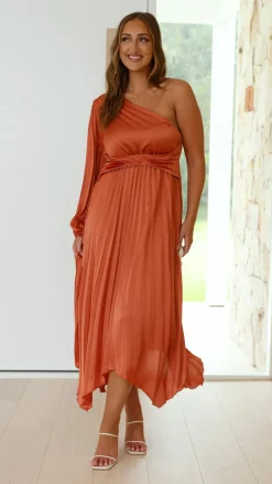 Reverse Sale Evening|Sale Dresses^Brooklyn One Shoulder Midi Dress - Copper