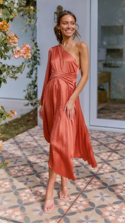 Reverse Sale Evening|Sale Dresses^Brooklyn One Shoulder Midi Dress - Copper