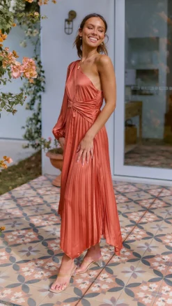 Reverse Sale Evening|Sale Dresses^Brooklyn One Shoulder Midi Dress - Copper