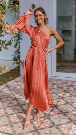 Reverse Sale Evening|Sale Dresses^Brooklyn One Shoulder Midi Dress - Copper