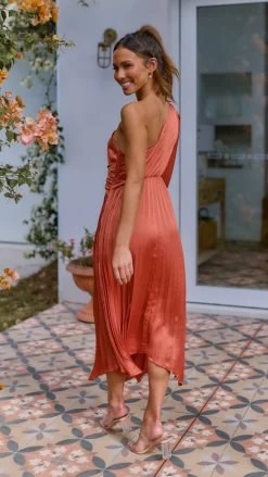 Reverse Sale Evening|Sale Dresses^Brooklyn One Shoulder Midi Dress - Copper