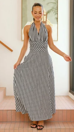 Amore Agencies Sale Dresses^Brydie Halter Maxi Dress - Gingham Black