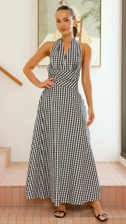 Amore Agencies Sale Dresses^Brydie Halter Maxi Dress - Gingham Black