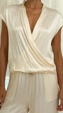 Fashion Allied Sets|Tops^Brylee V Neck Top - Cream