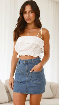 Desire Tops^Cadence Crop - White