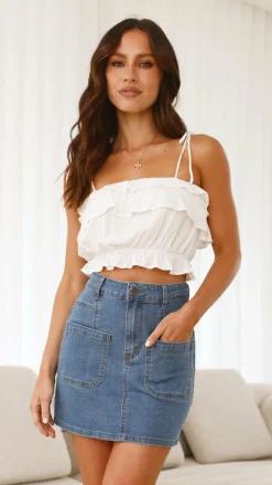 Desire Tops^Cadence Crop - White