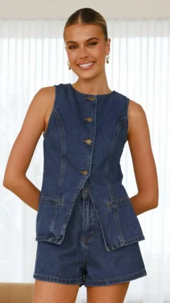 Alive Girl The Denim Edit|Sets^Cairo Denim Shorts - Dark Mid