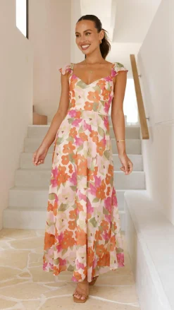 LILYWHYT Dresses|Maxi^Calais Maxi Dress - Orange Floral
