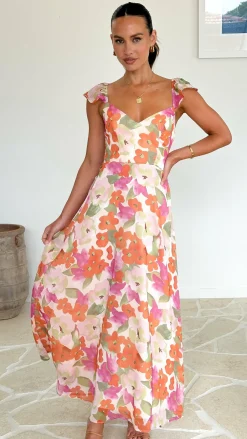 LILYWHYT Dresses|Maxi^Calais Maxi Dress - Orange Floral