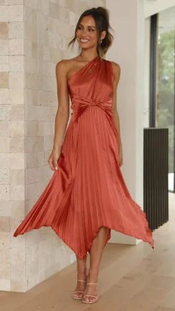Reverse Sale Evening|Sale Dresses^Cali One Shoulder Midi Dress - Copper