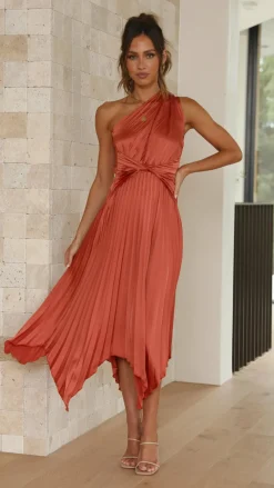 Reverse Sale Evening|Sale Dresses^Cali One Shoulder Midi Dress - Copper
