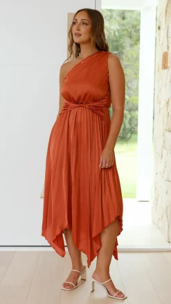Reverse Sale Evening|Sale Dresses^Cali One Shoulder Midi Dress - Copper