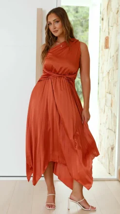 Reverse Sale Evening|Sale Dresses^Cali One Shoulder Midi Dress - Copper