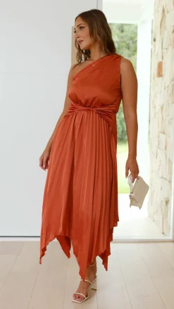 Reverse Sale Evening|Sale Dresses^Cali One Shoulder Midi Dress - Copper