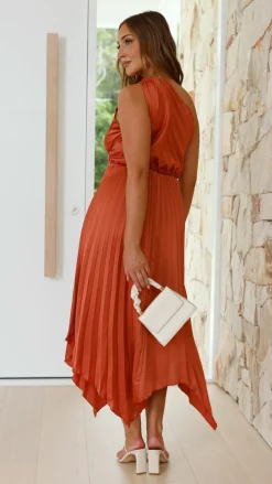 Reverse Sale Evening|Sale Dresses^Cali One Shoulder Midi Dress - Copper