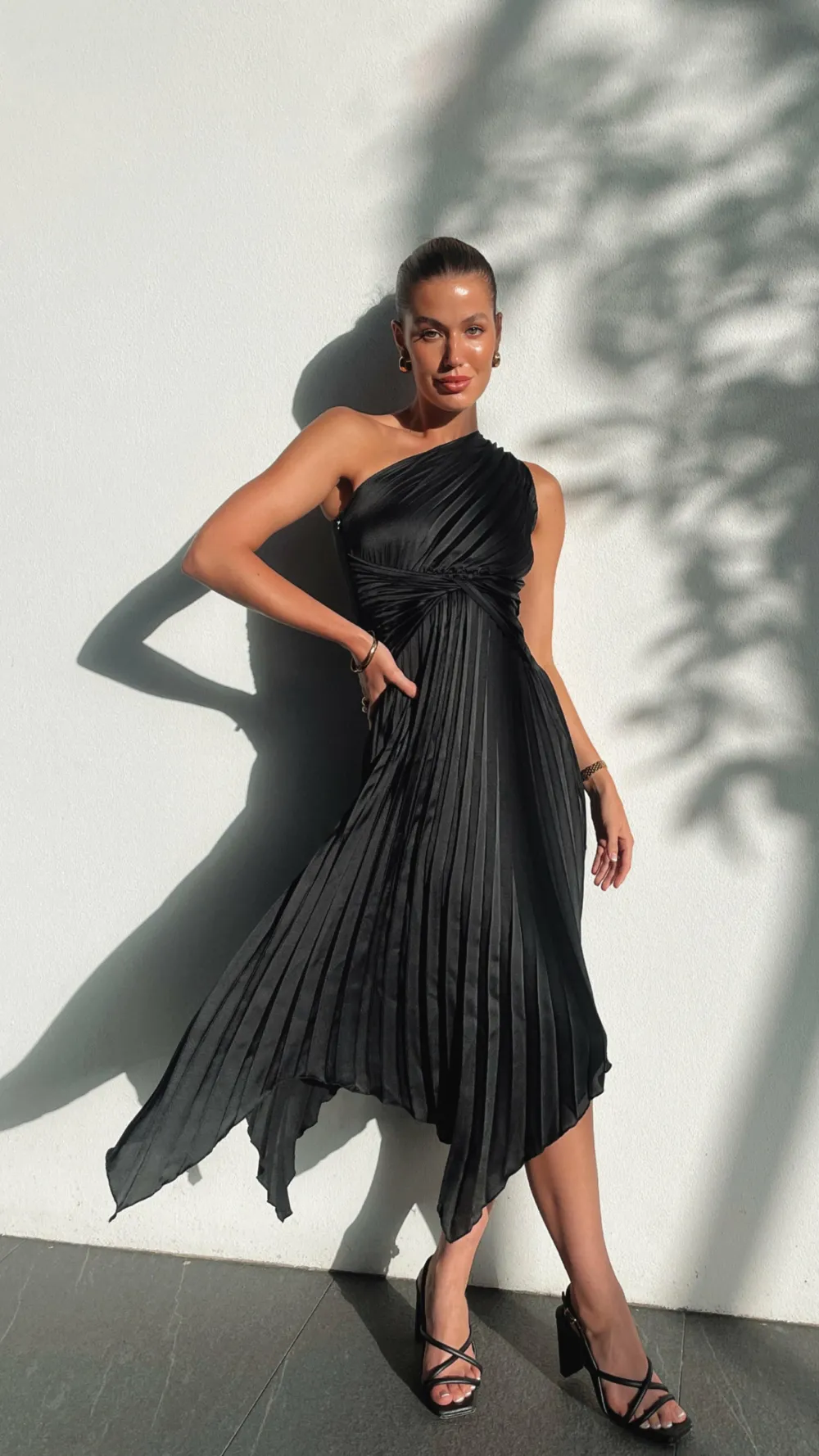 Reverse Sale Evening|Sale Dresses^Cali One Shoulder Midi Dress - Black