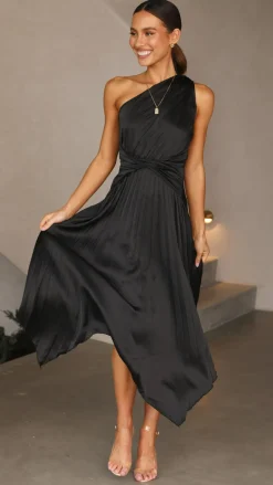 Reverse Sale Evening|Sale Dresses^Cali One Shoulder Midi Dress - Black