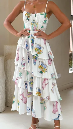Iris Maxi Sale Dresses^Camisha Frill Maxi Dress - Vase Print