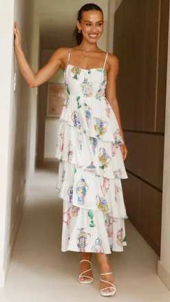 Iris Maxi Sale Dresses^Camisha Frill Maxi Dress - Vase Print