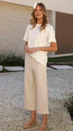 Burans Bottoms^Cammie Capri Pants - Oat