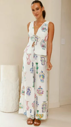 Iris Maxi Sets|Tops^Candella Tie Front Top - Vase Print