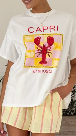 By Frankie Sets|Bottoms^Capri Top and Shorts Set - White/Yellow