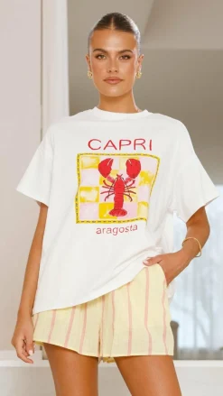 By Frankie Sets|Bottoms^Capri Top and Shorts Set - White/Yellow