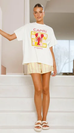 By Frankie Sets|Bottoms^Capri Top and Shorts Set - White/Yellow