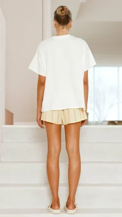 By Frankie Sets|Bottoms^Capri Top and Shorts Set - White/Yellow