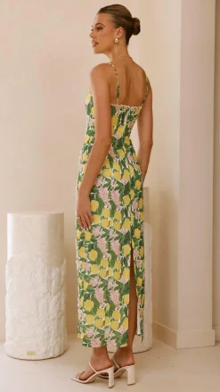 LILYWHYT Dresses|Midi^Carlia Midi Dress - Lemon Print