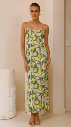 LILYWHYT Dresses|Midi^Carlia Midi Dress - Lemon Print