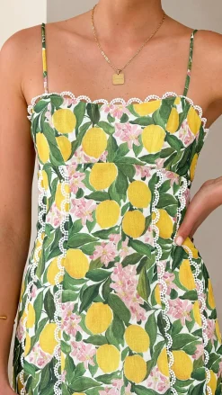LILYWHYT Dresses|Midi^Carlia Midi Dress - Lemon Print