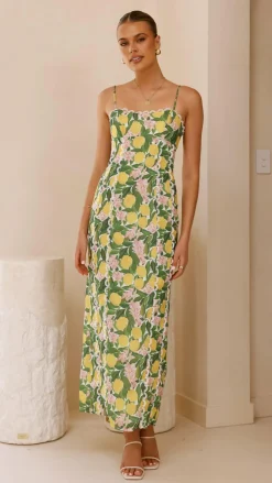 LILYWHYT Dresses|Midi^Carlia Midi Dress - Lemon Print
