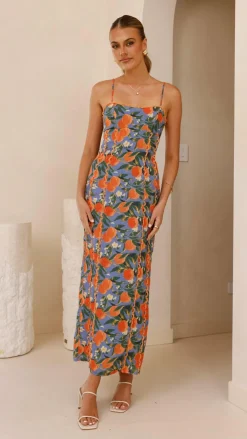 LILYWHYT Dresses|Midi^Carlia Midi Dress - Orange Print